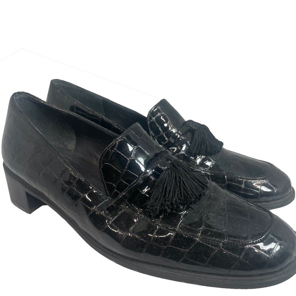 VINTAGE 1980s Stuart Weitzman Dark Brown patent leather Oxfords size 8M